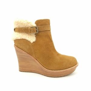 UGG Anais Sheepskin Wedge Booties NWOB